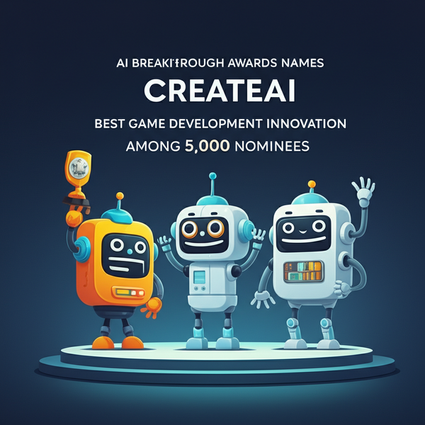 AI 혁신상, 5,000개 후보 중 CreateAI를 최고의 게임 개발 혁신으로 선정